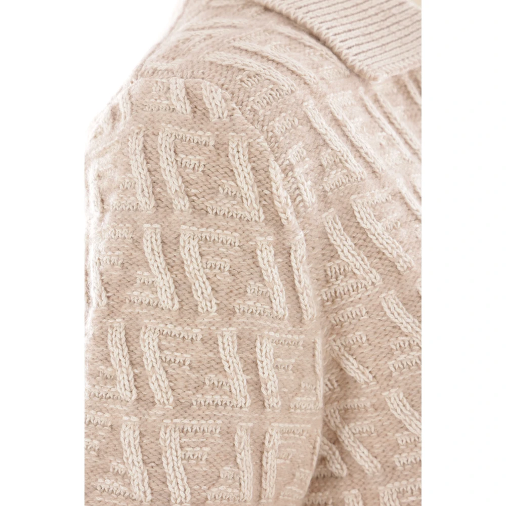 Fendi Diagonaal FF Patroon Beige Sweater Beige Dames