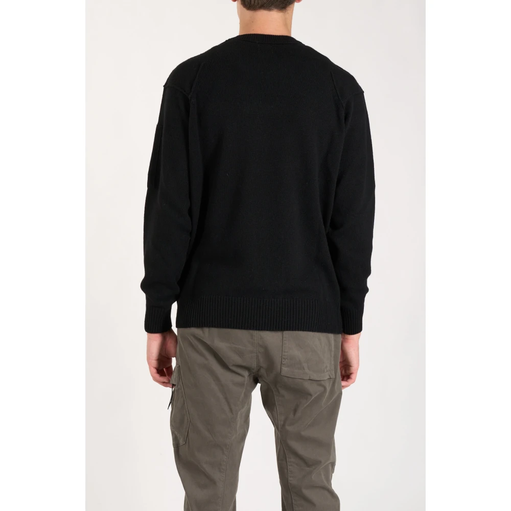 C.P. Company Wollen Trui met Ribdetails Black Heren
