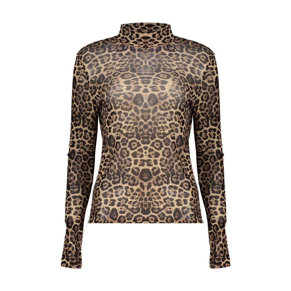 Geisha Mesh Top Lange Mouw Beige Dames