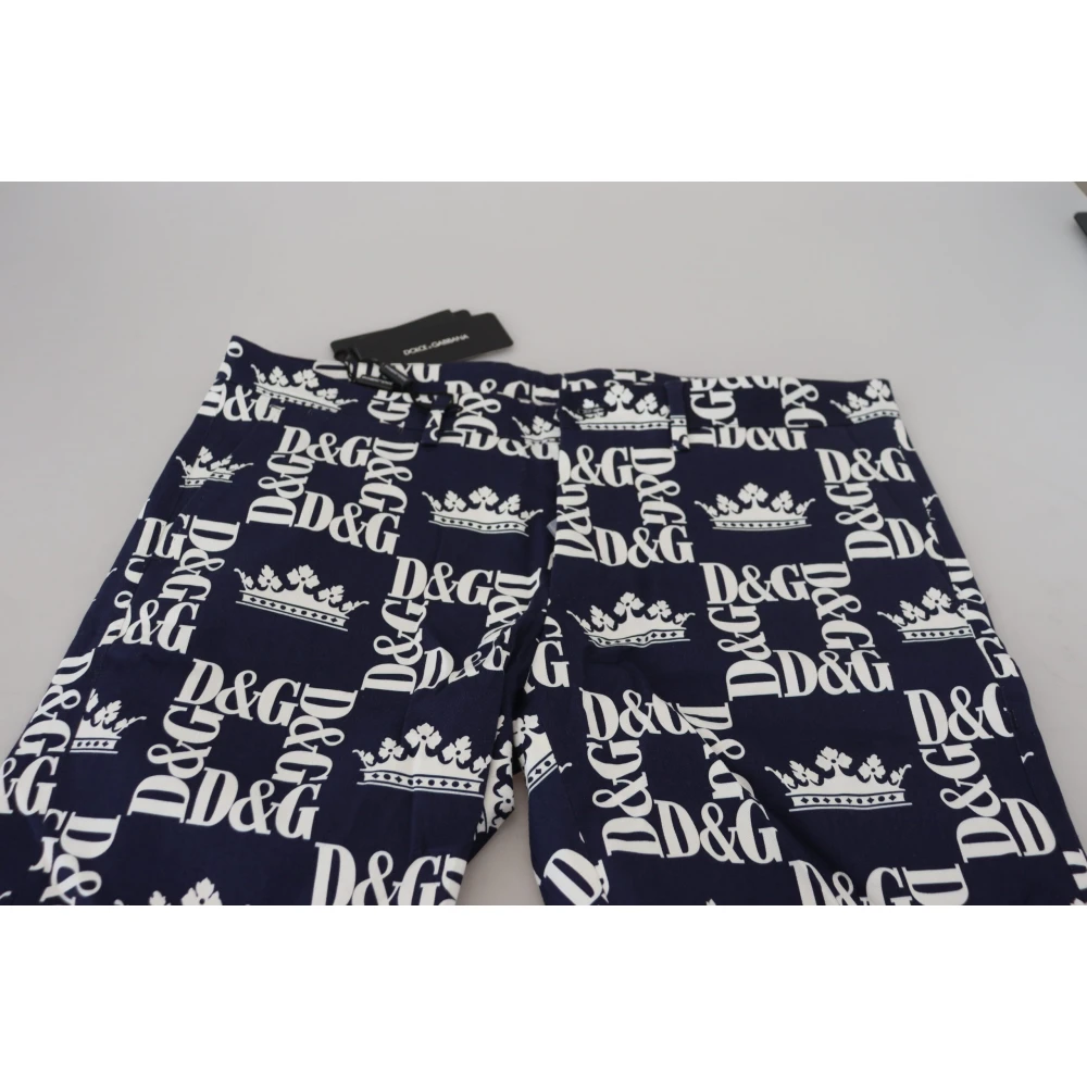 Dolce & Gabbana Kroonprint Casual Chino Shorts Blue Heren