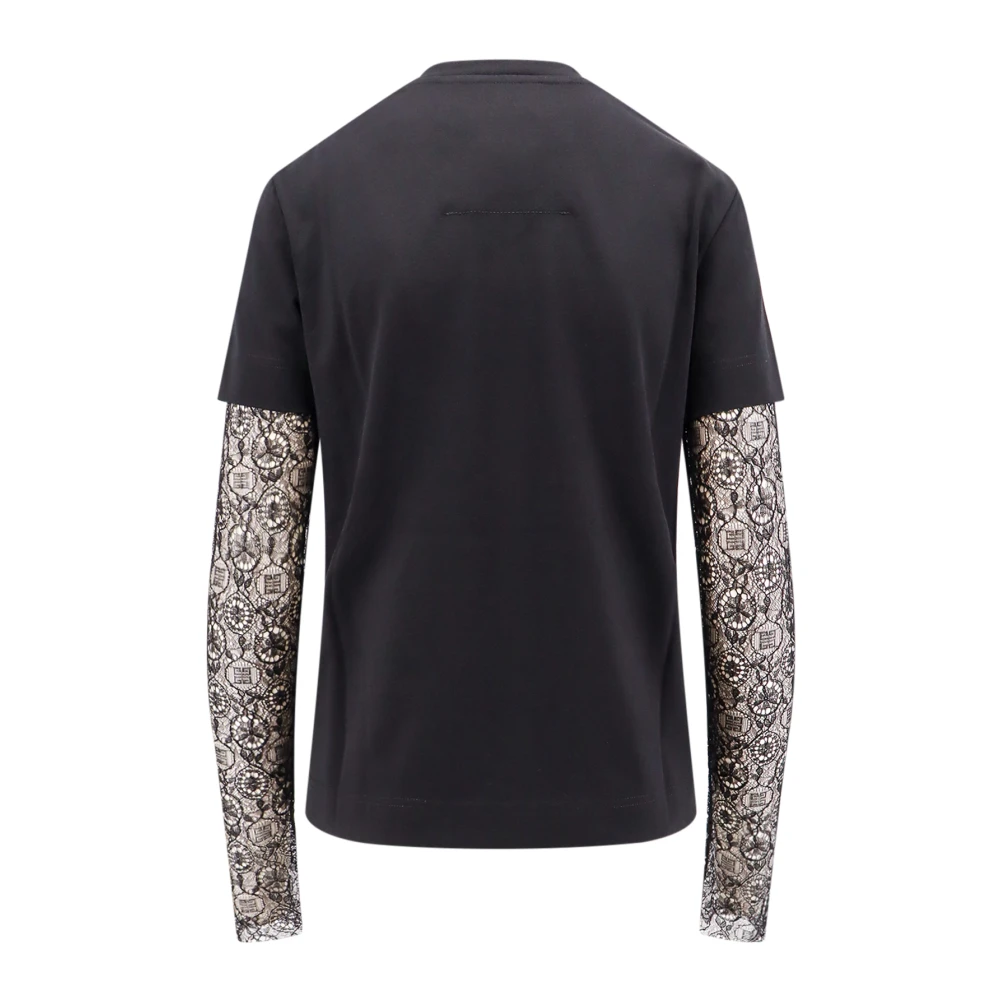 Givenchy Overlappend slim fit T-shirt van katoen en kant Black Dames