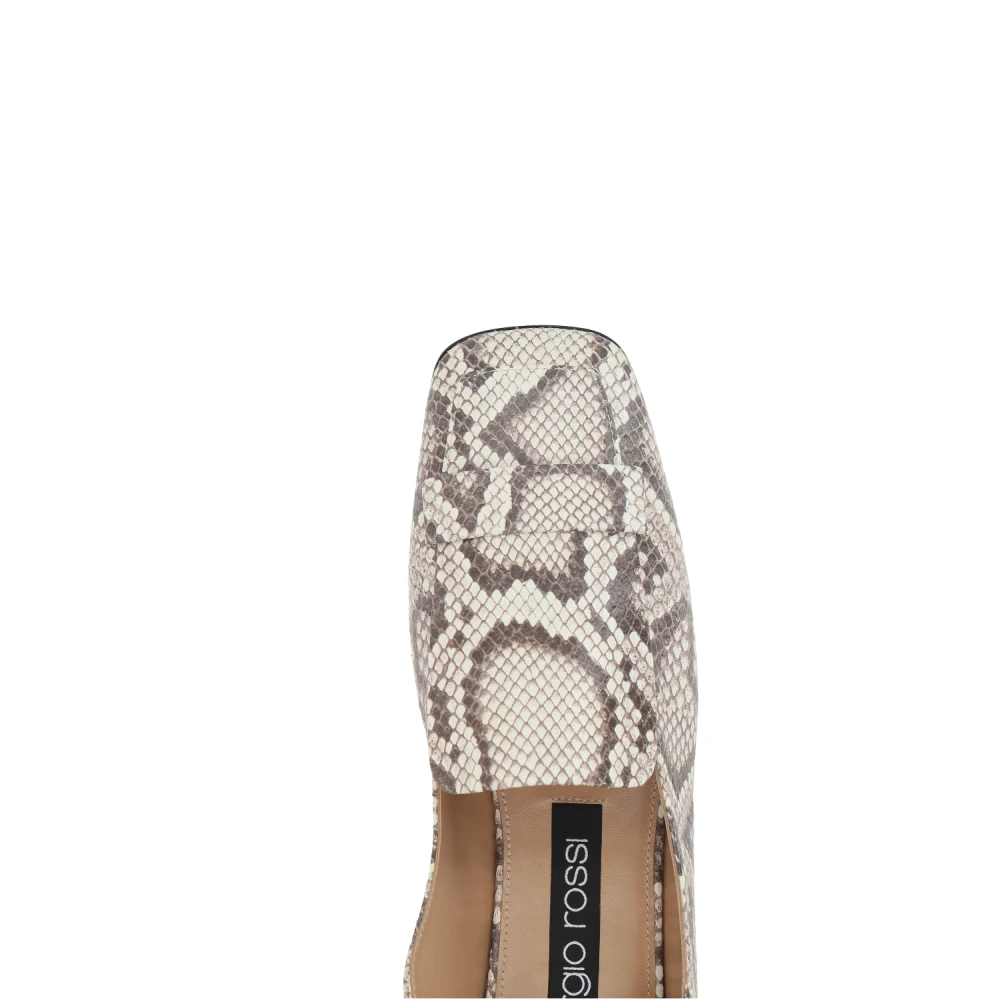 Sergio Rossi Python Print Slip-On Flats Gray Dames