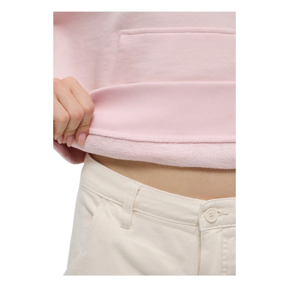 Guess Gezellige Gebreide Hoodie met Kangoeroezak Pink Dames
