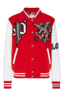 Wool and Leather Bomber Love Angel
