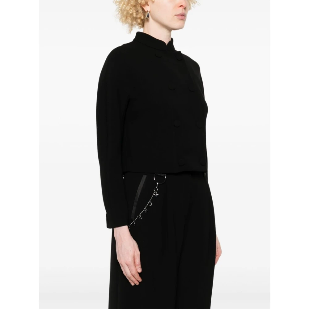 Emporio Armani Zwarte Capsule Jackets met Opstaande Kraag Black Dames
