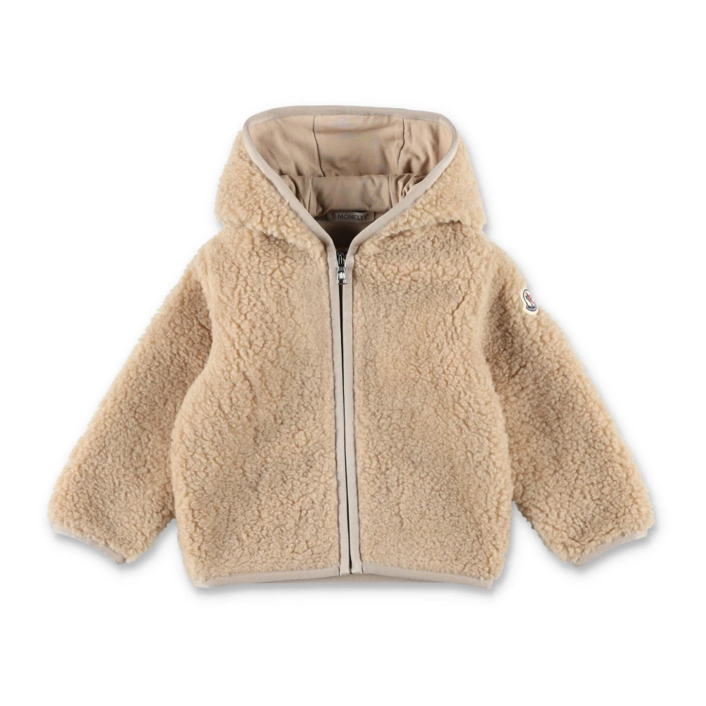 Moncler Men's Beige Cozy Teddy Zip-Up Hoodie