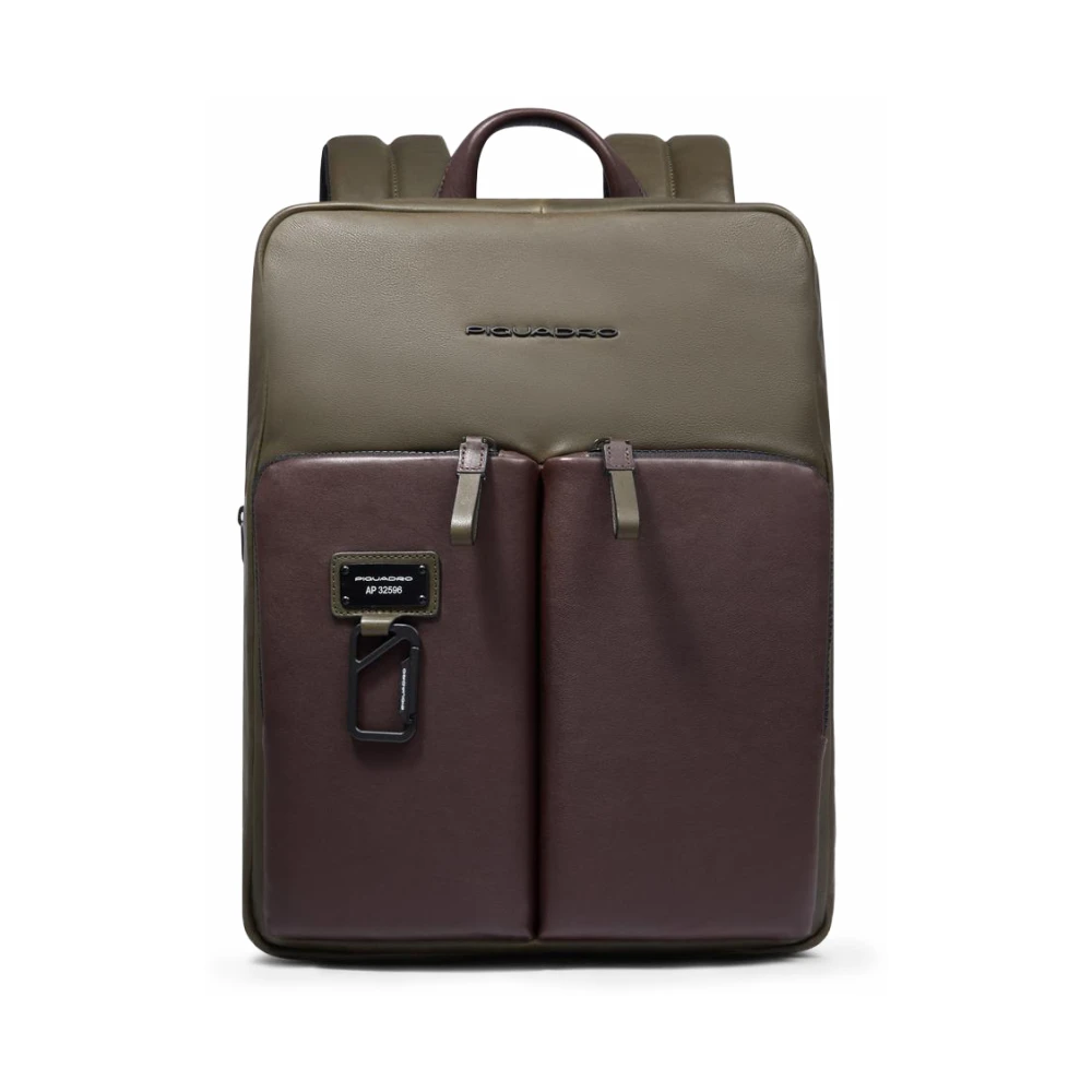 Piquadro Homme Vert Sacs, Taille: One Size Sac À Dos Mince Pour Ordinateur Et Ipad® Avec Protections Antichoc Et Rfid, Extensible