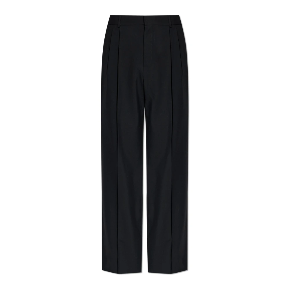 Balmain Uomo Nero Pantaloni Dritti In Lana