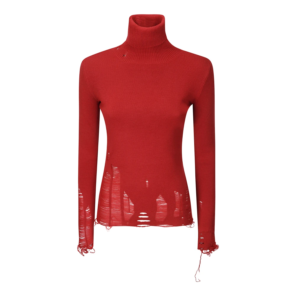 MM6 Maison Margiela Turtleneck Stretch Fabric Sweater Red Dames