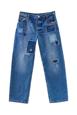 Patchwork Straight Jeans