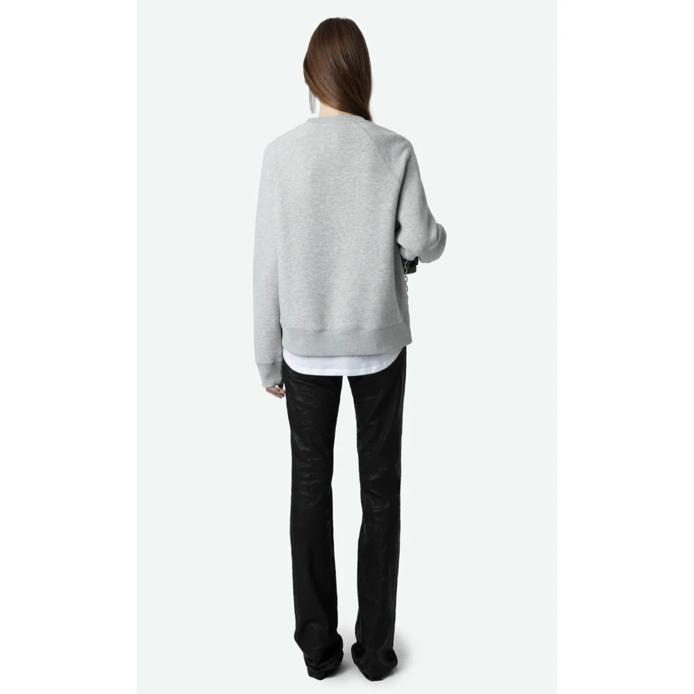 Zadig & Voltaire Grijze Sweater met Vleugels en Strass Gray Dames