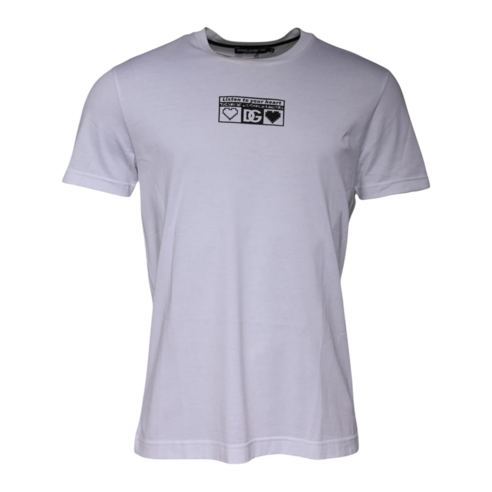 Dolce & Gabbana Men's White T-Shirts, L, Cotton Crew Neck T-Shirt