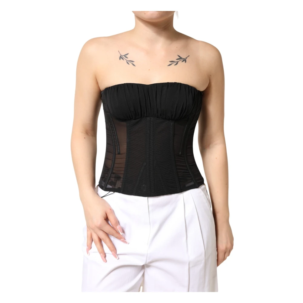 Dolce & Gabbana Mujer Negro - Top Estrapless Estilo Corsé - Tops - S