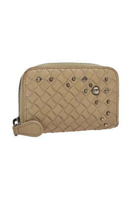 pre-owned-intrecciato-leather-zip-wallet-studded-design