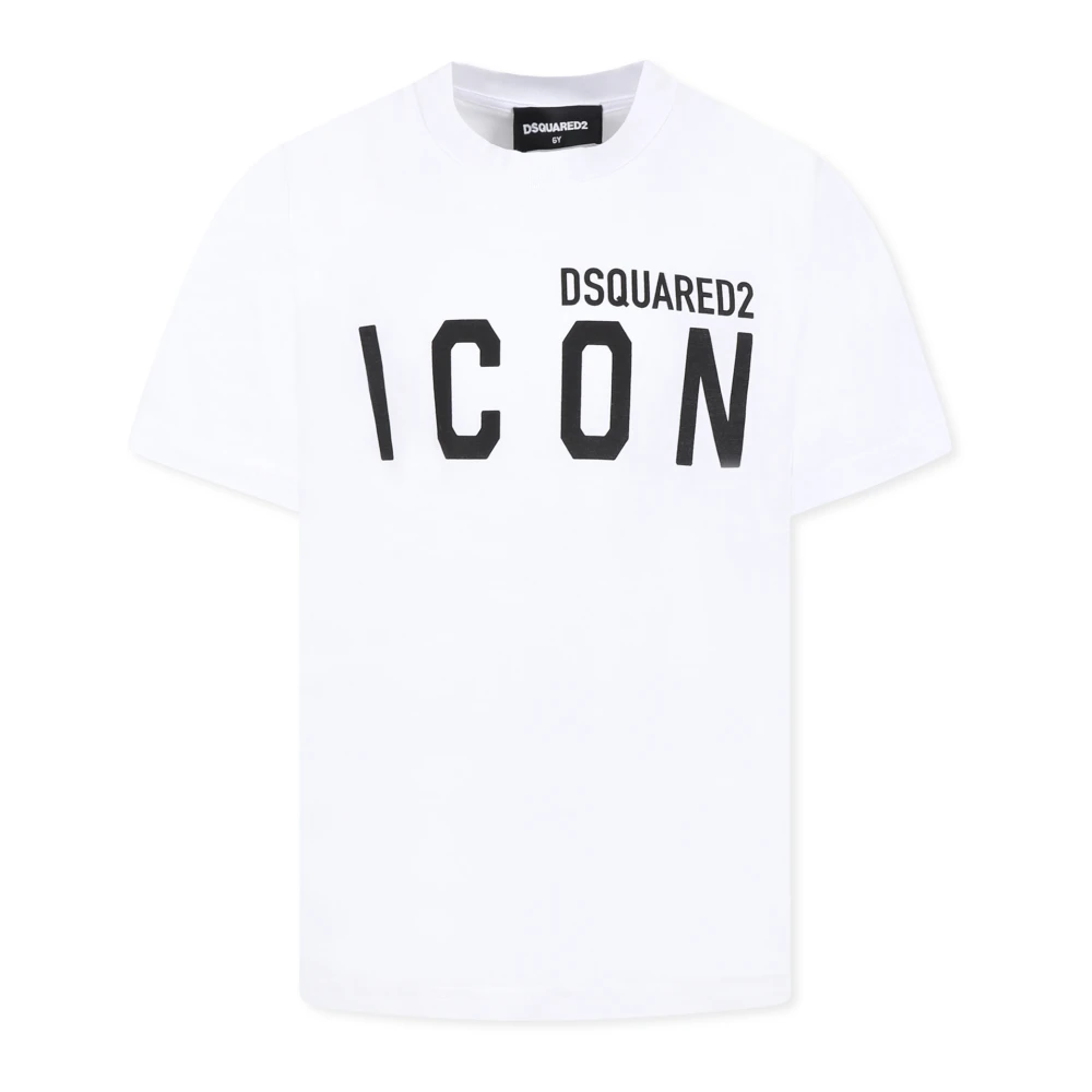 Dsquared2 Unisex Kids White T-Shirts,, Short Sleeves T-Shirt With Logo Size 12 Y