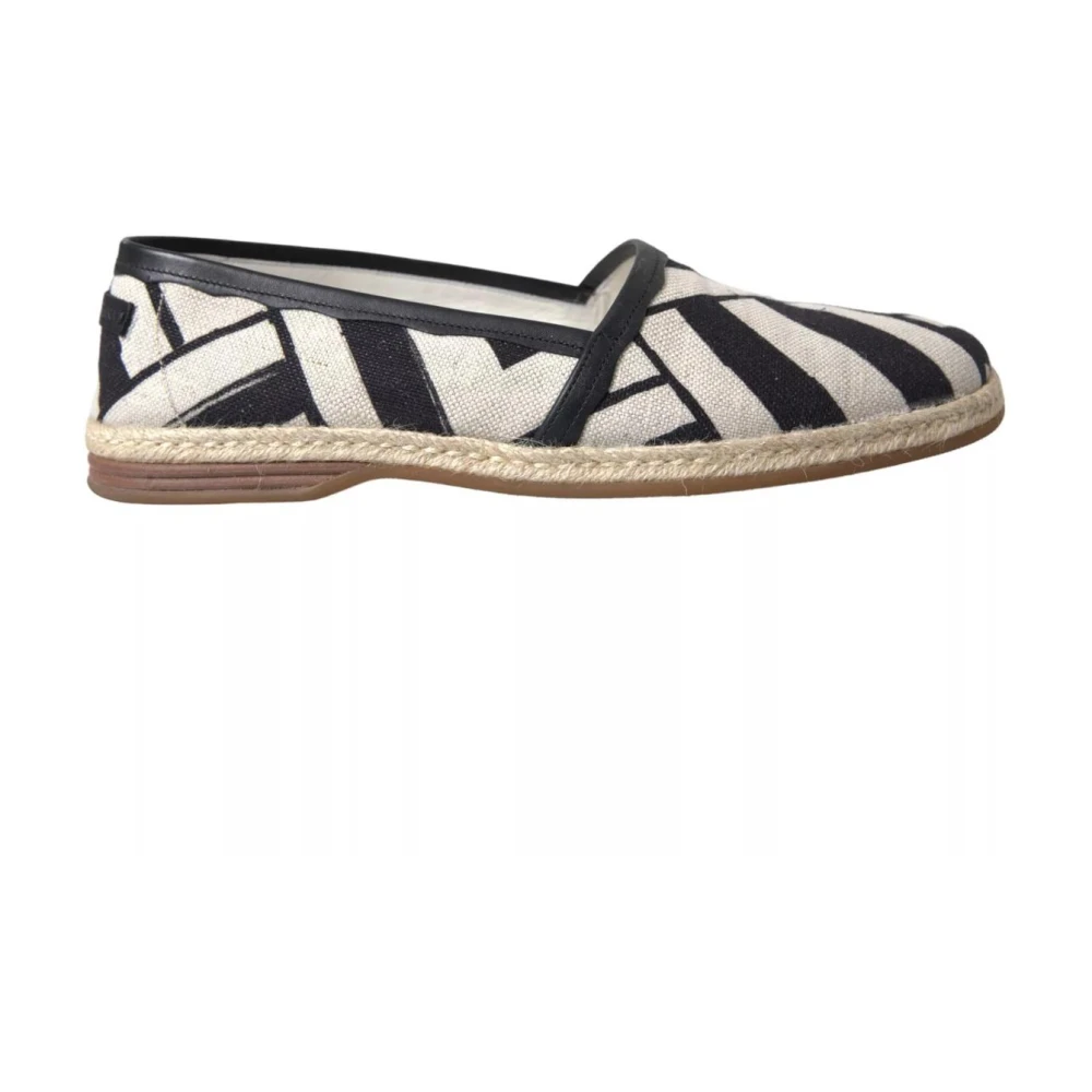 Dolce & Gabbana Men's Black Espadrilles, 10 Uk, Striped Canvas Espadrilles