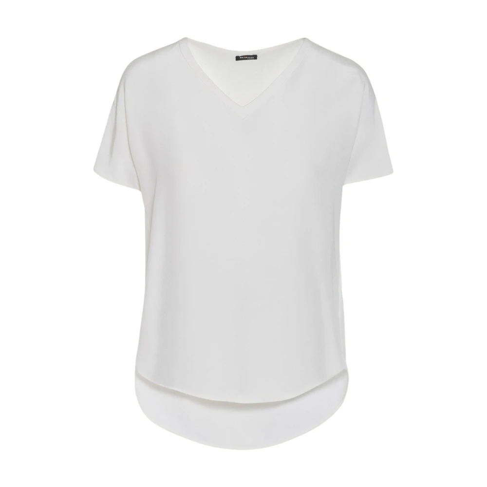 Kiton Zijden V-Hals T-Shirt White Dames