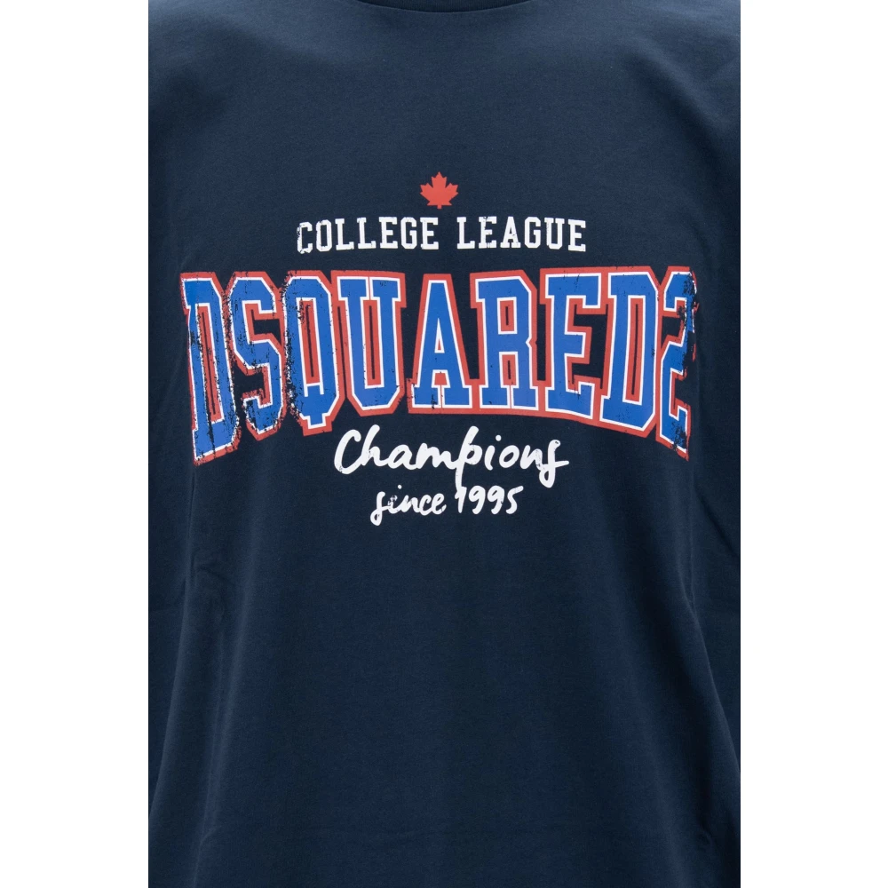 Dsquared2 Heren Grafisch Katoenen T-Shirt Blue Heren