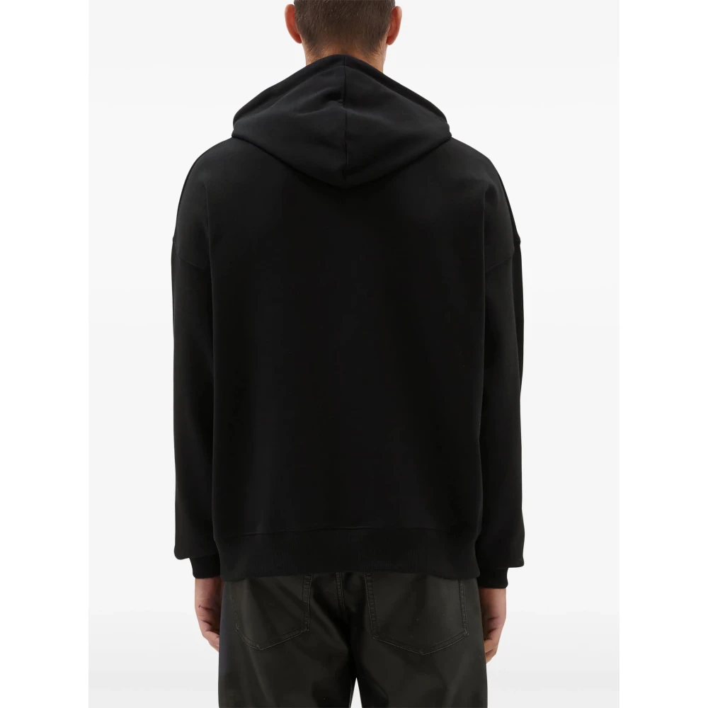 Msgm Zwarte trui met geschilderd logo capuchon Black Heren