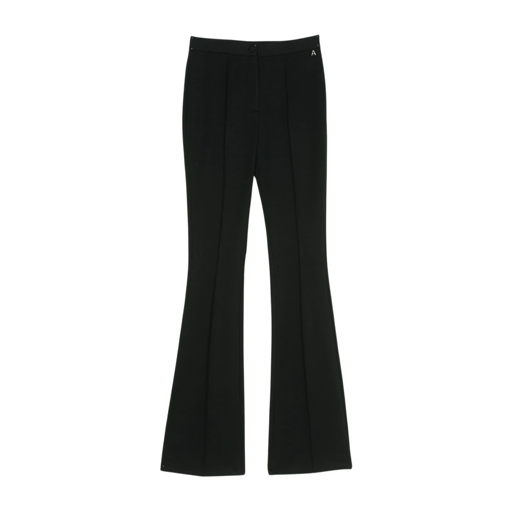 Twinset Hoge Taille Wijde Zwarte Broek Black Dames