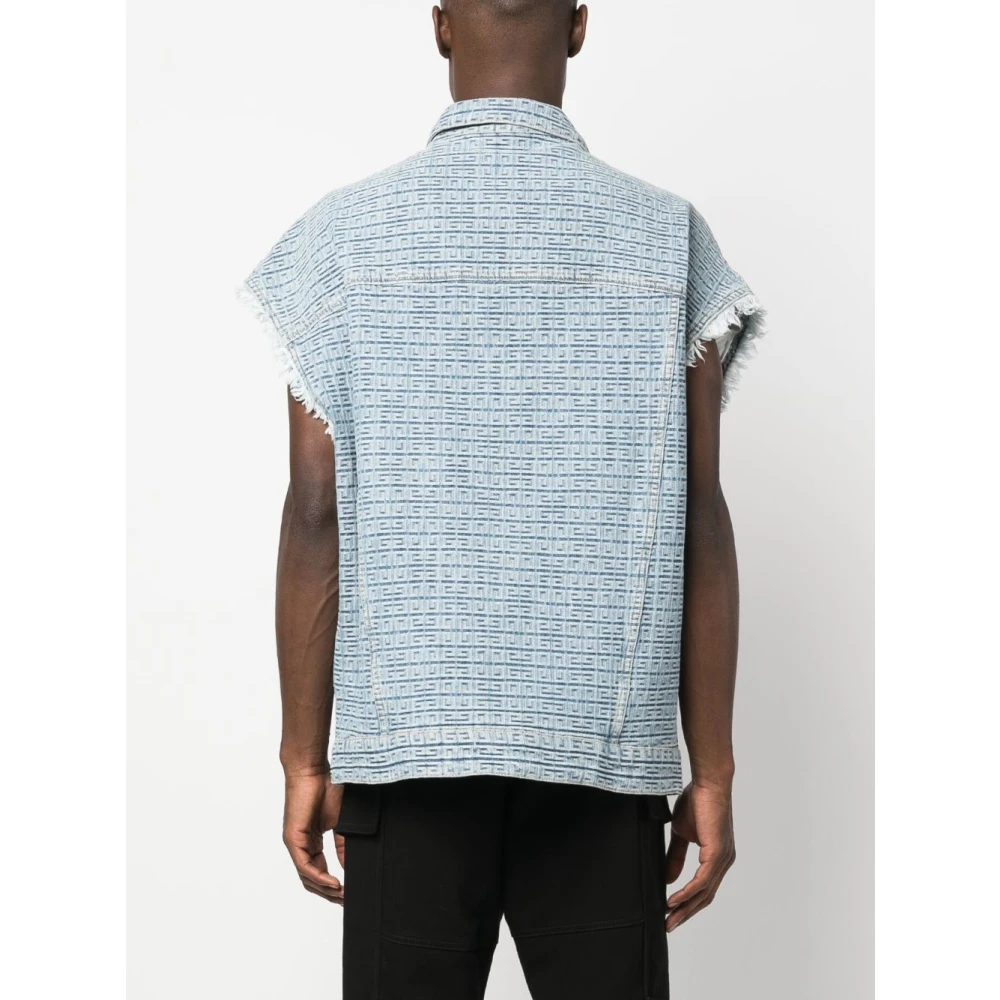 Givenchy Clear Blue 4G Denim Gilet Blue Heren