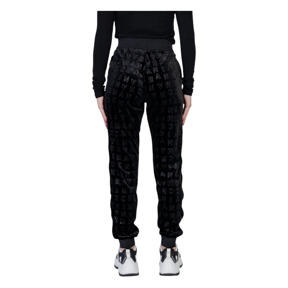 Armani Exchange Zwarte geprinte slip-on broek Black Dames
