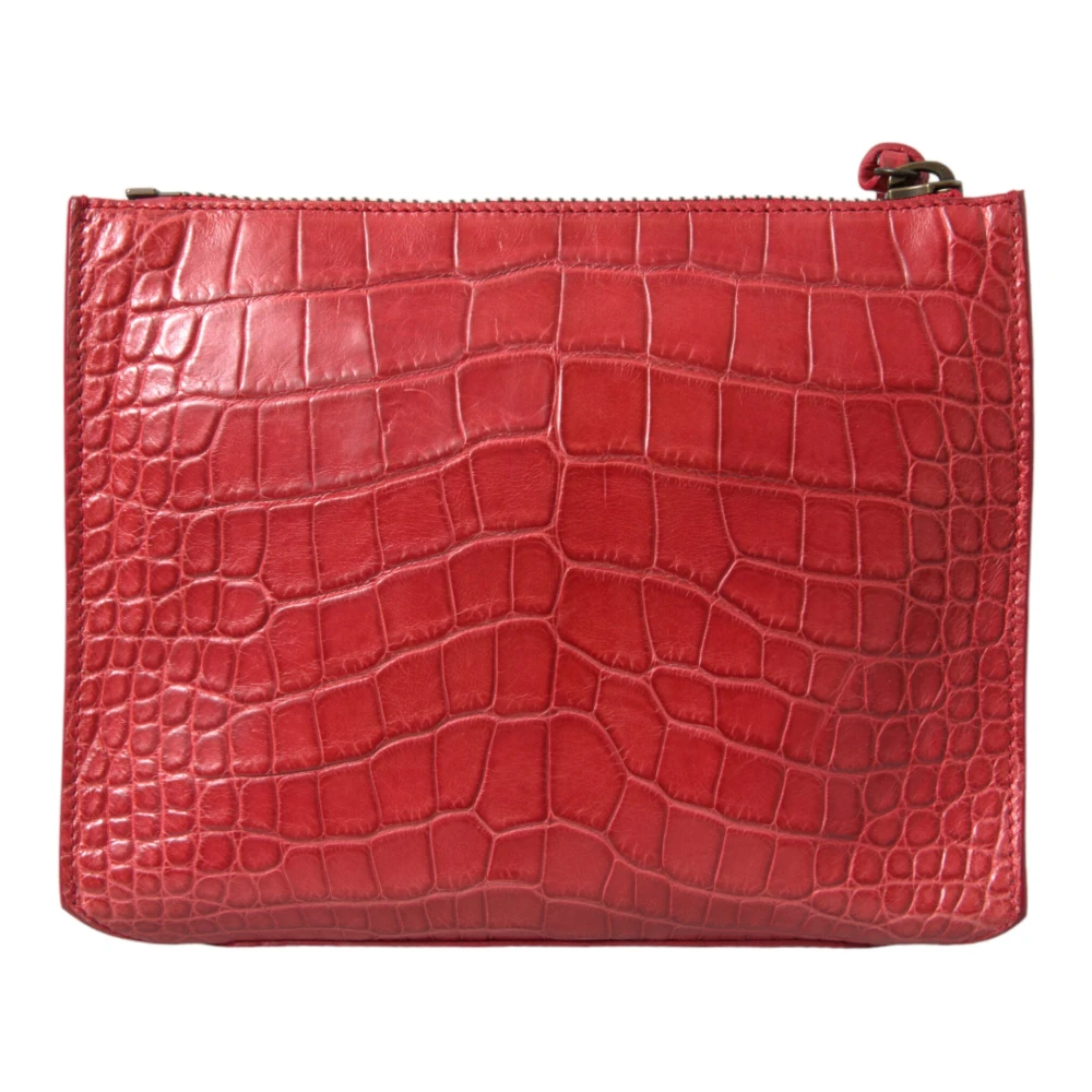 Balenciaga Exotische Rode Alligatorleren Clutch Red Dames
