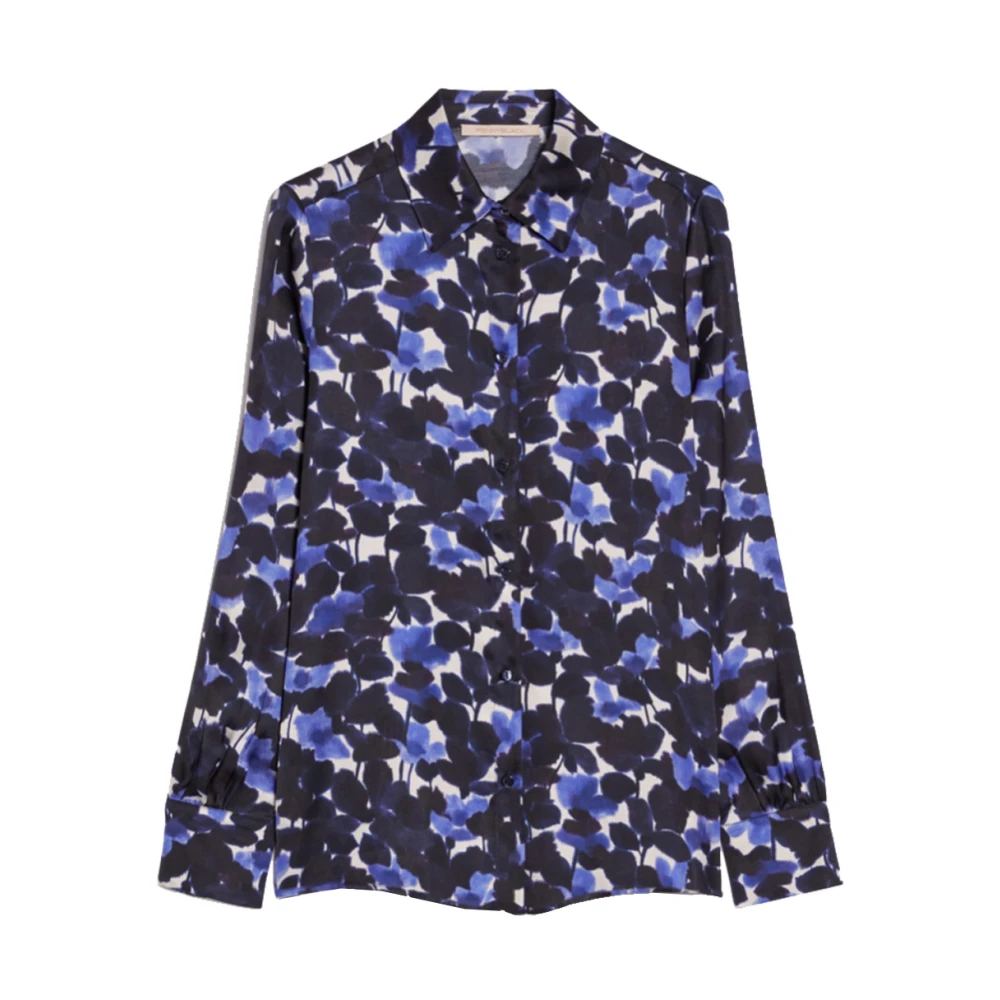 Pennyblack Viscose Bloemenoverhemd Blue Dames