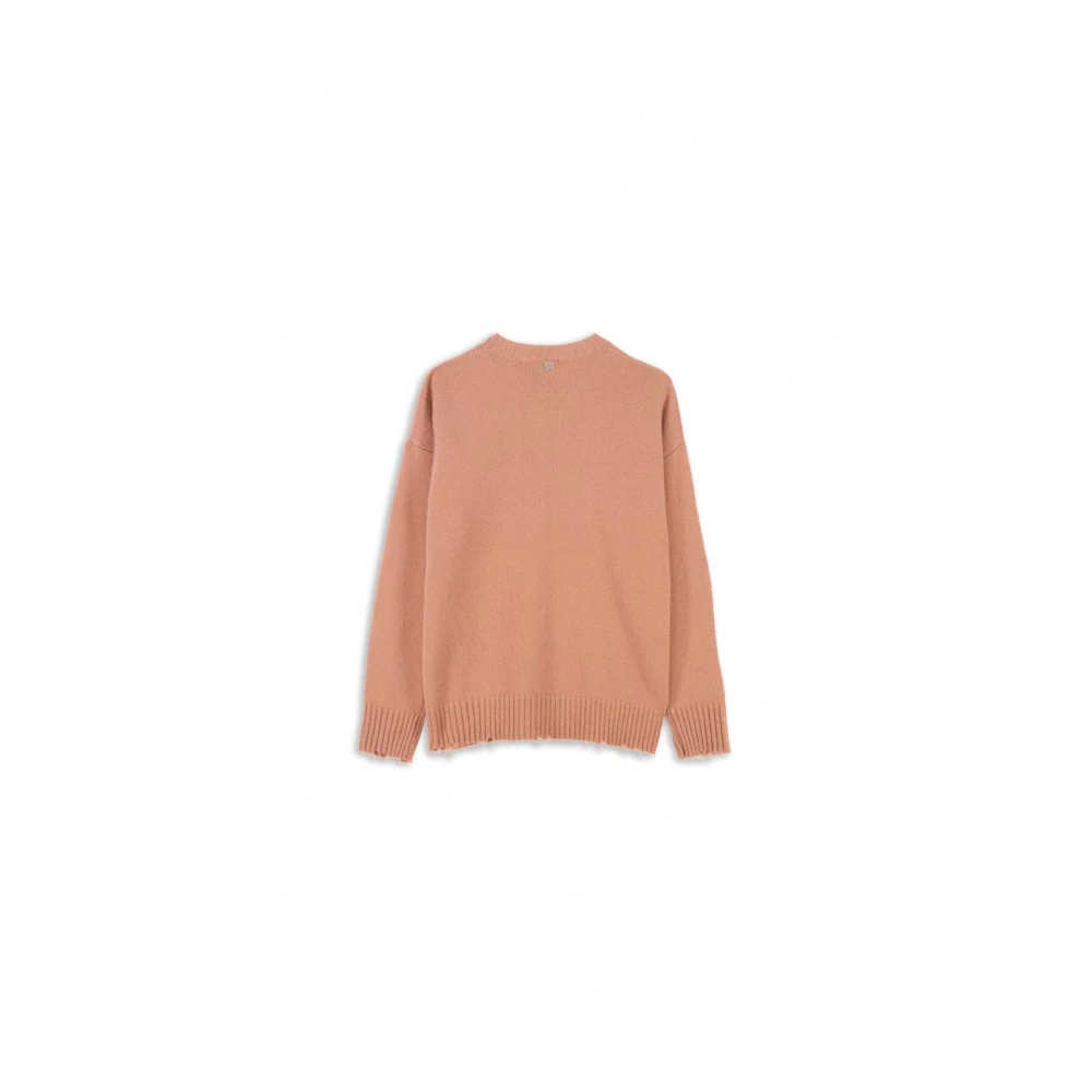 Aniye By Zachte wollen trui met stoere details Pink Dames