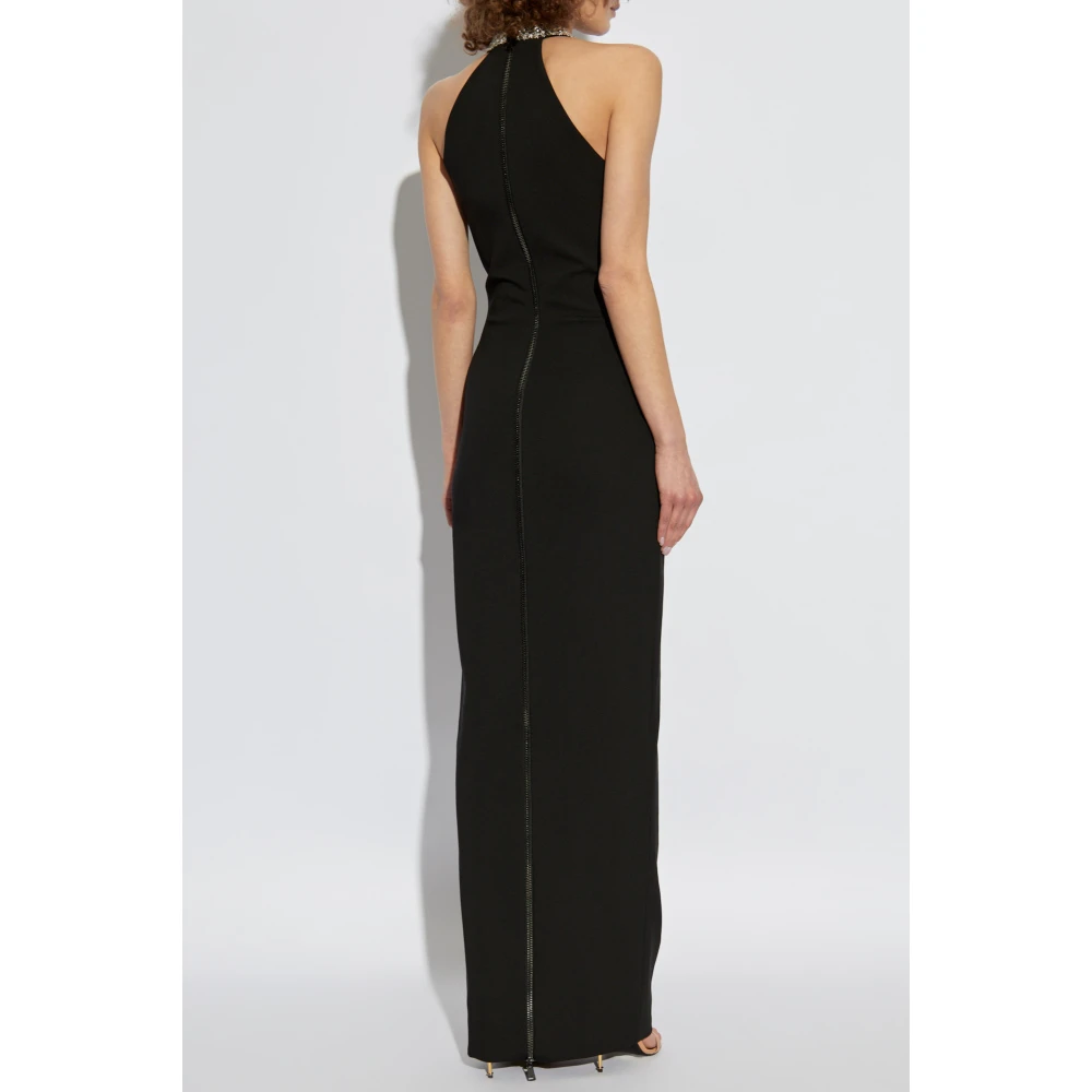 Balmain Jurk met glinsterende kristallen bij de halslijn Black Dames