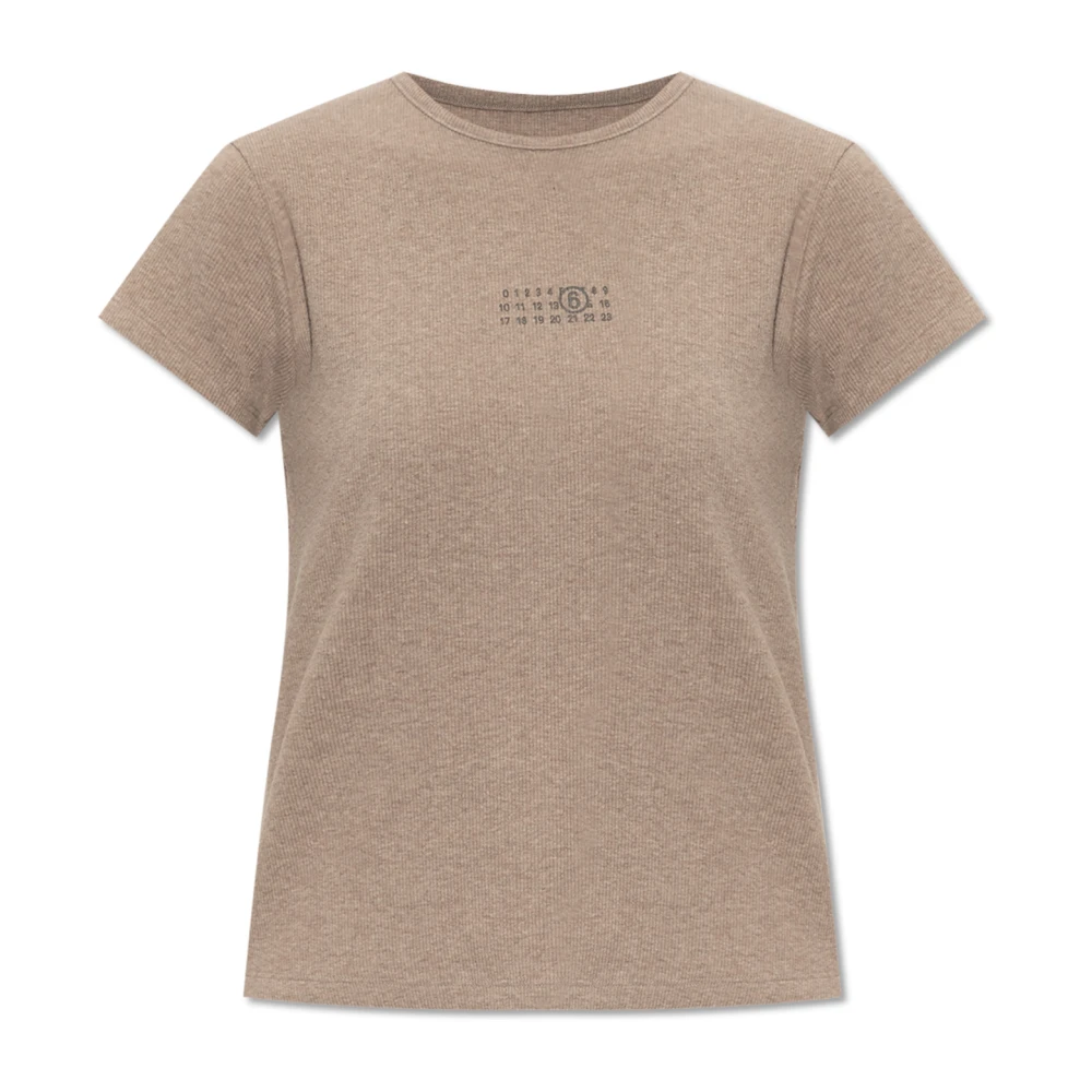 Mm6 Maison Margiela Donna Beige Top A Coste