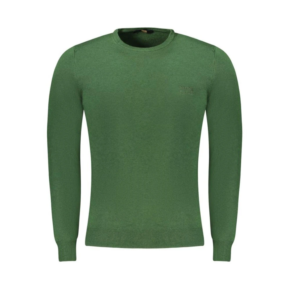 Cavalli Class Men's Green Round-Neck Knitwear, 2XL, Crew Neck Jumper