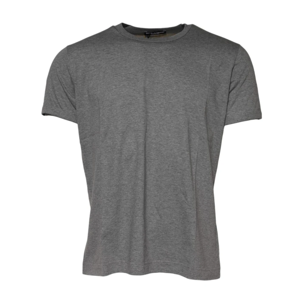 Dolce & Gabbana Men's Gray Logo Details Crew Neck T-Shirt