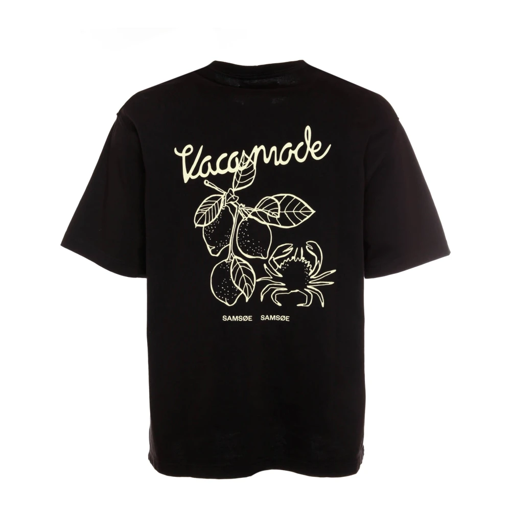 Samsøe T-Shirt met Grafische Print en Geribbelde Halslijn Black Heren