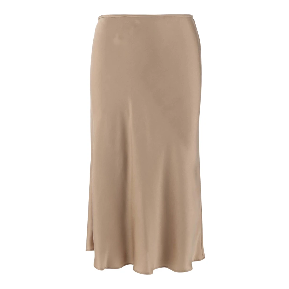 Blumarine Sidensatin midi kjol beige Beige, Dam