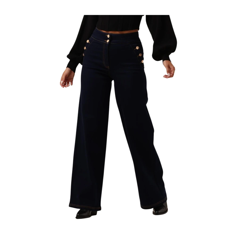 Silvian Heach Wijde Blauwe Broek Blue Dames