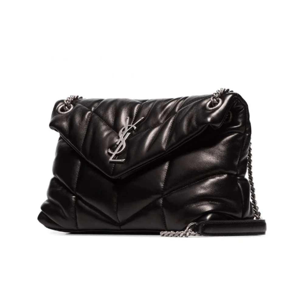 Saint Laurent Gewatteerde Zwarte Leren Schoudertas Black Dames