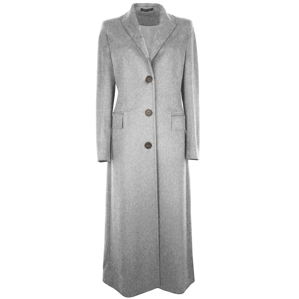 Made in Italia Grijze Wollen Jas Mantel Gray Dames
