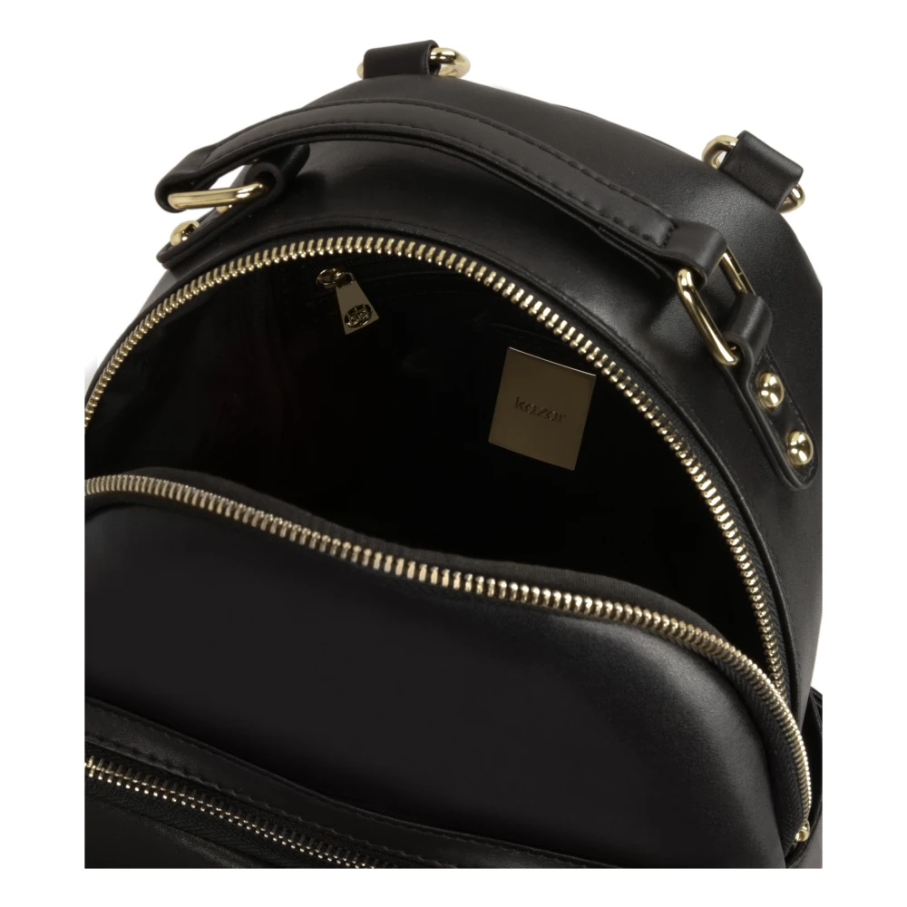 Kazar Zwarte leren rugzak versierd met gespen Black Dames