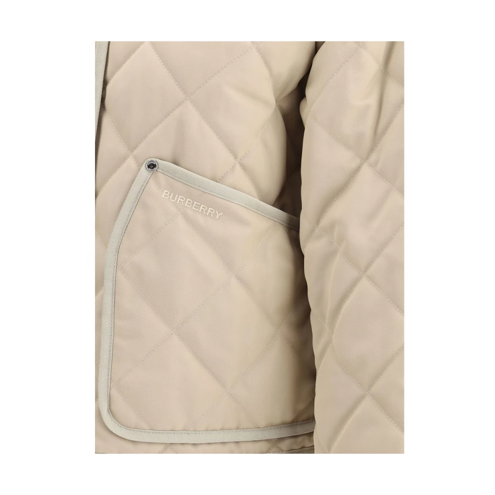 Burberry Klassieke Katoenen Jas met Corduroy Kraag Beige Dames