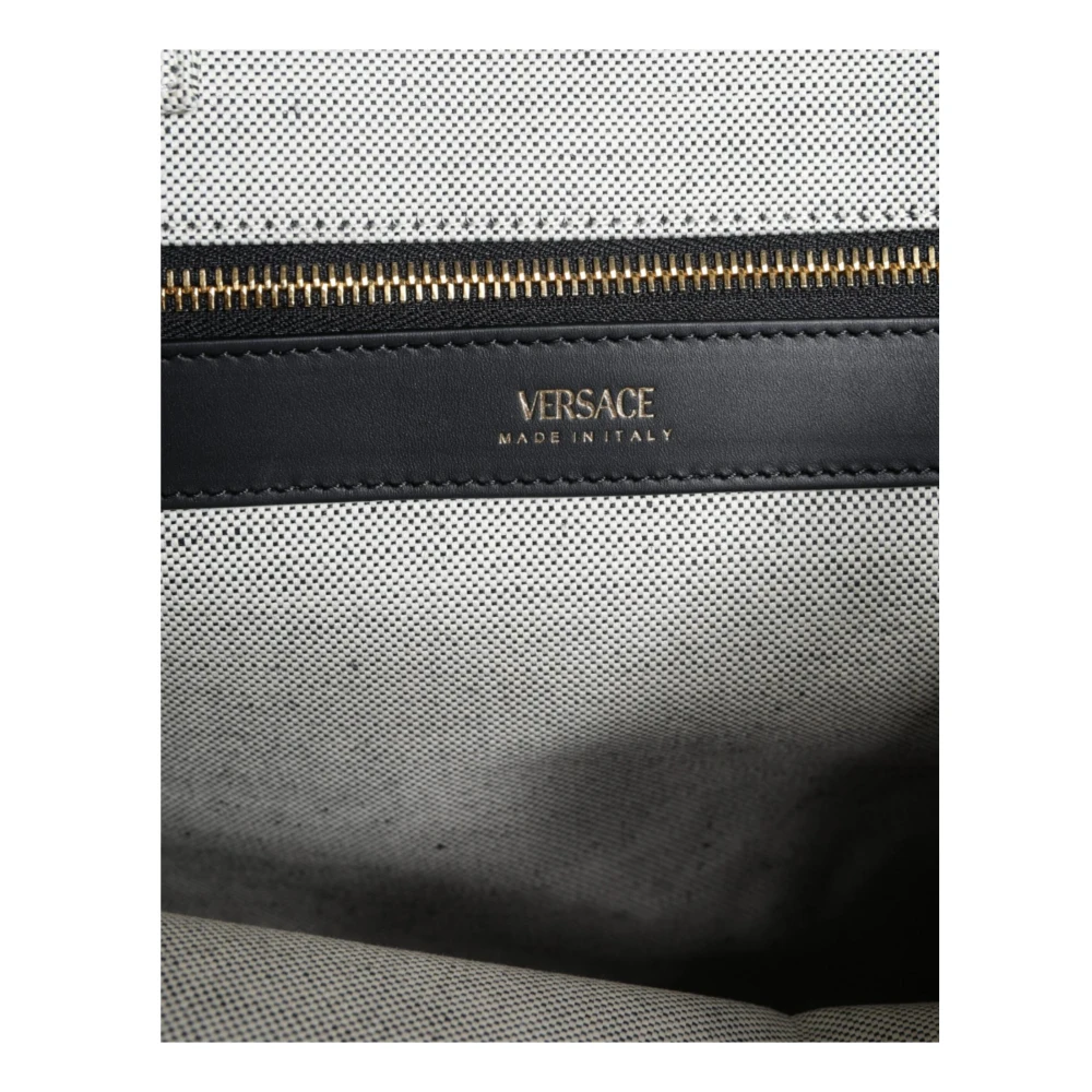 Versace Canvas Leren Crossbody Tote Tas White Dames