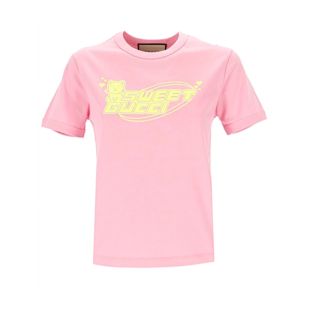 Gucci Avslappnad Bomull T-shirt Pink, Dam