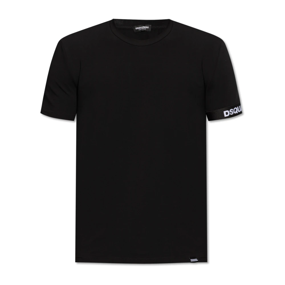 Dsquared2 Zwarte Katoenen T-shirt met Logopatch Black Heren