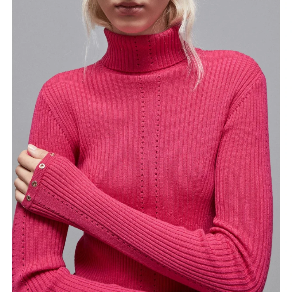 PATRIZIA PEPE Essentiële Trui met Hoge Hals Pink Dames