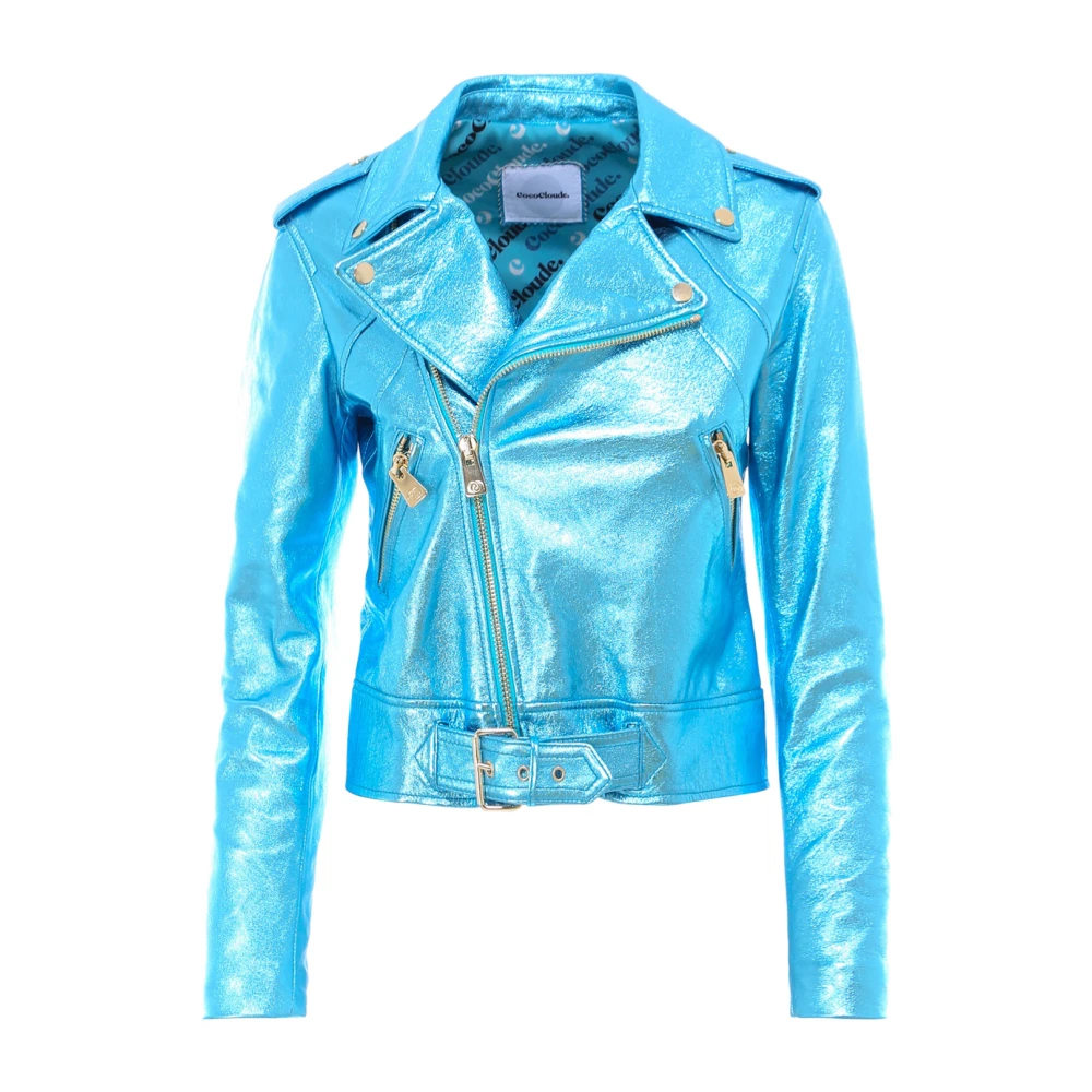 Coco Cloude Leather Jackets Blue Dames