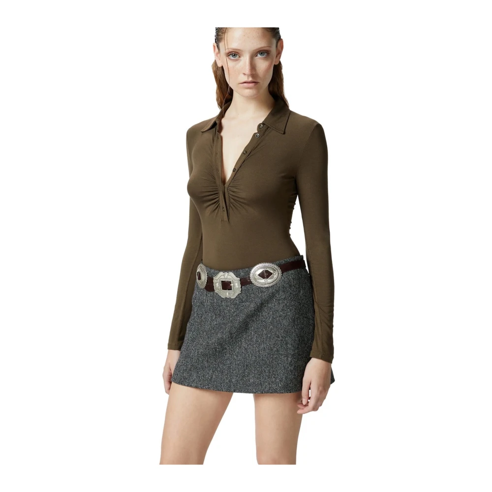 pinko Modal Elastaan Top Brown Dames