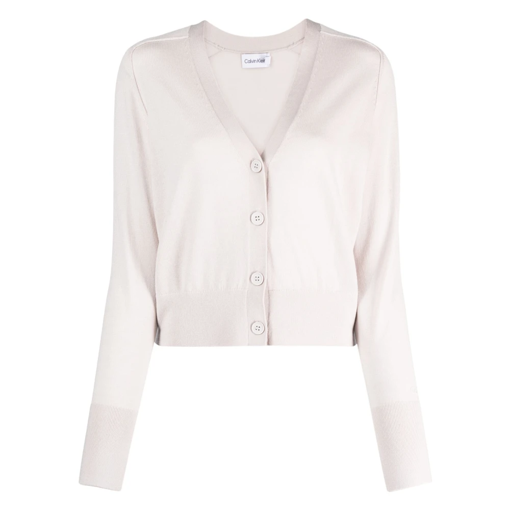 Calvin Klein Women's Gray Extra Fine Wool Cardigan