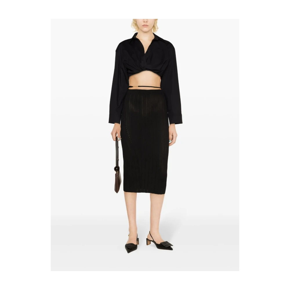 Jacquemus Zwart Geribbeld Gebreid Pencil Rok Black Dames