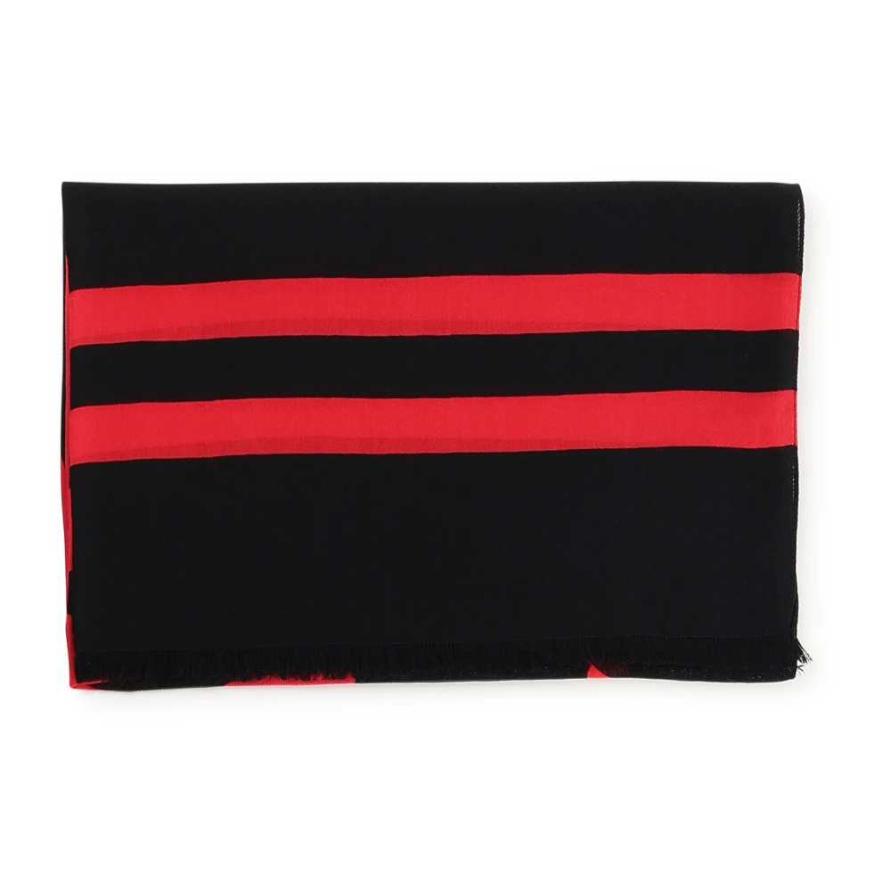 Salvatore Ferragamo Grafische wollen sjaal in zwart rood Black Heren