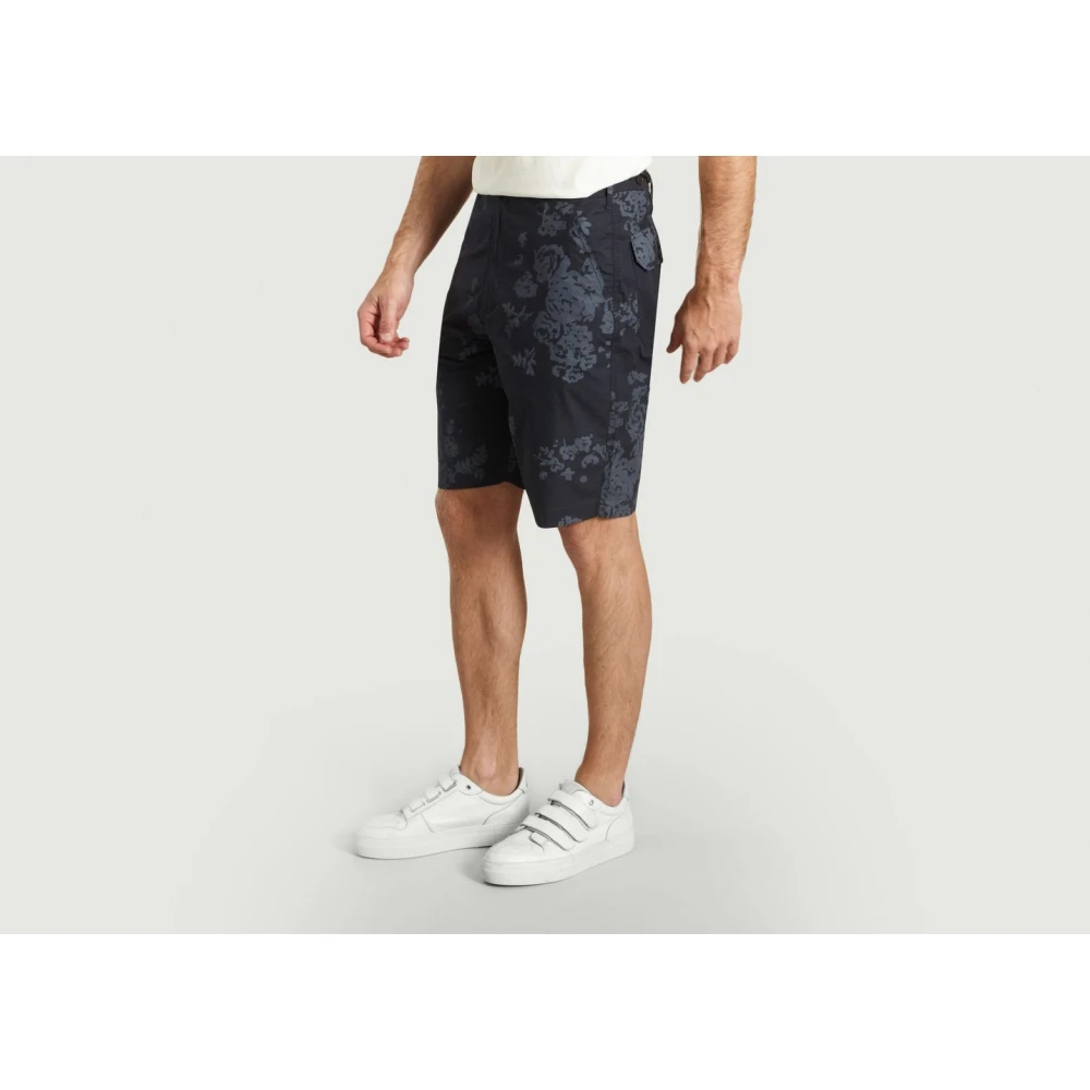 Universal Works Navy Blue Bloemenprint Shorts Blue Heren